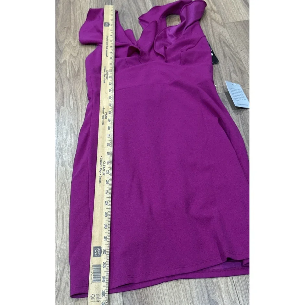 NWT $79 Jump Apparel Magenta V Neck Ruffle sleeveless Cocktail  Dress size M